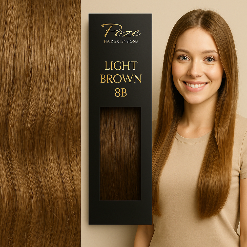 Tape On Hair Extensions Standard - 8B Light Brown