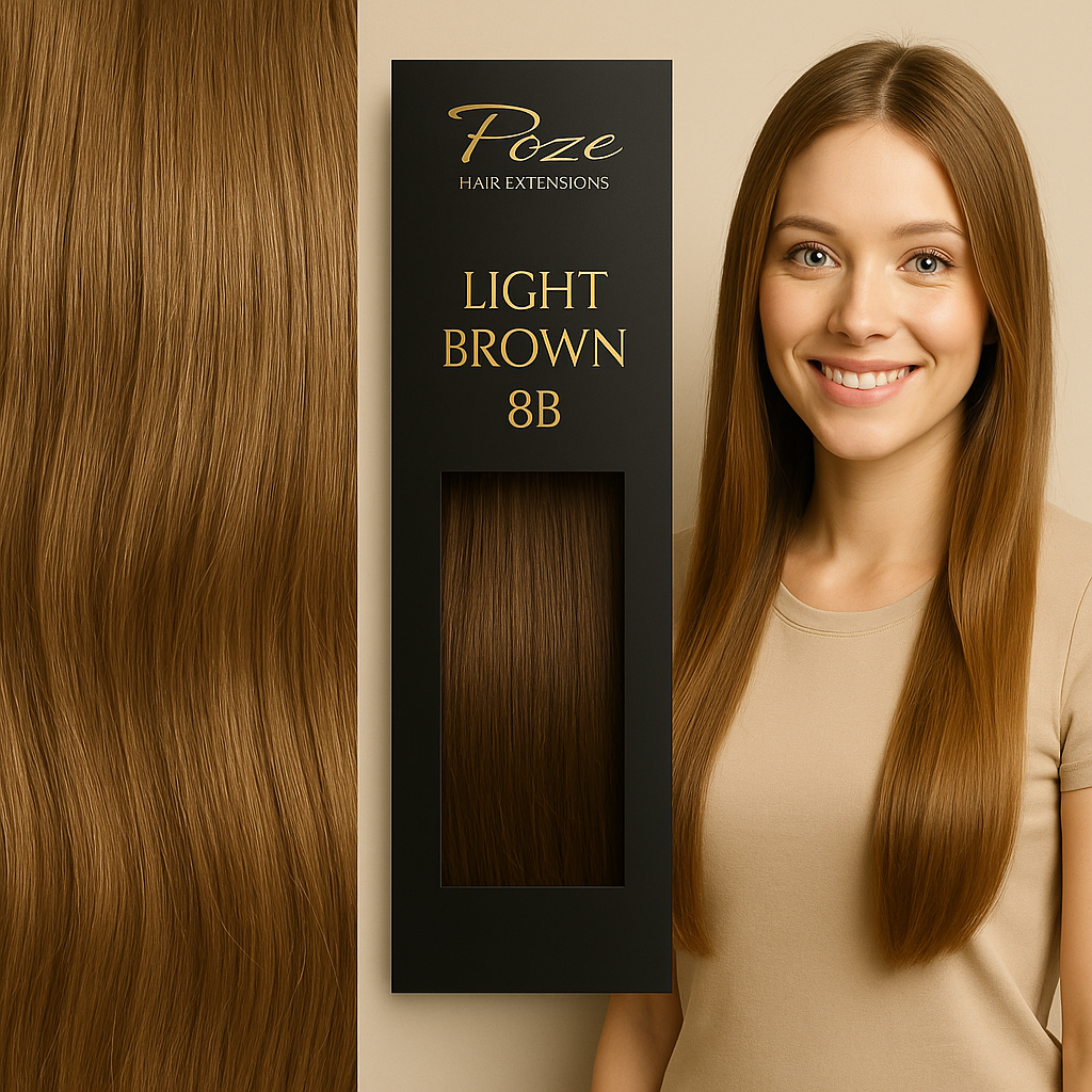 Tape On Hair Extensions Standard - 8B Light Brown